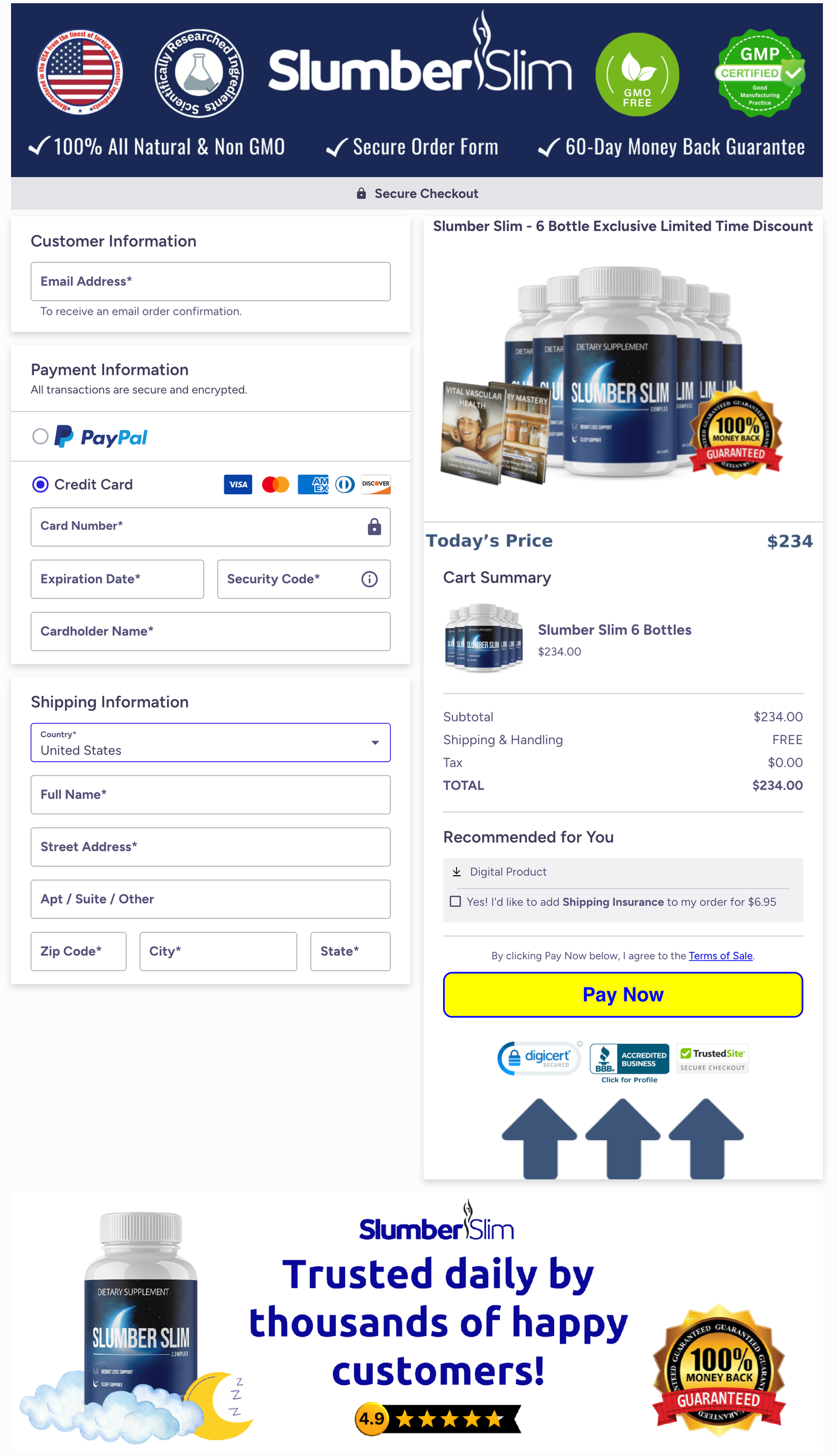 SlumberSlim Official Website Secure Order Page